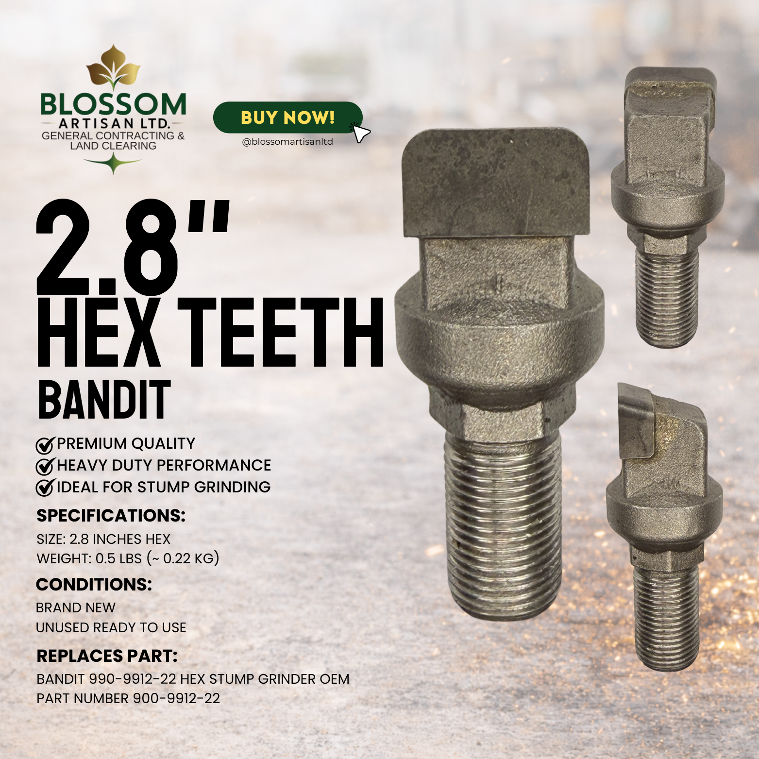 2.8” HEX Teeth – Premium Aftermarket | Fits Bandit “Revolution” Wheel