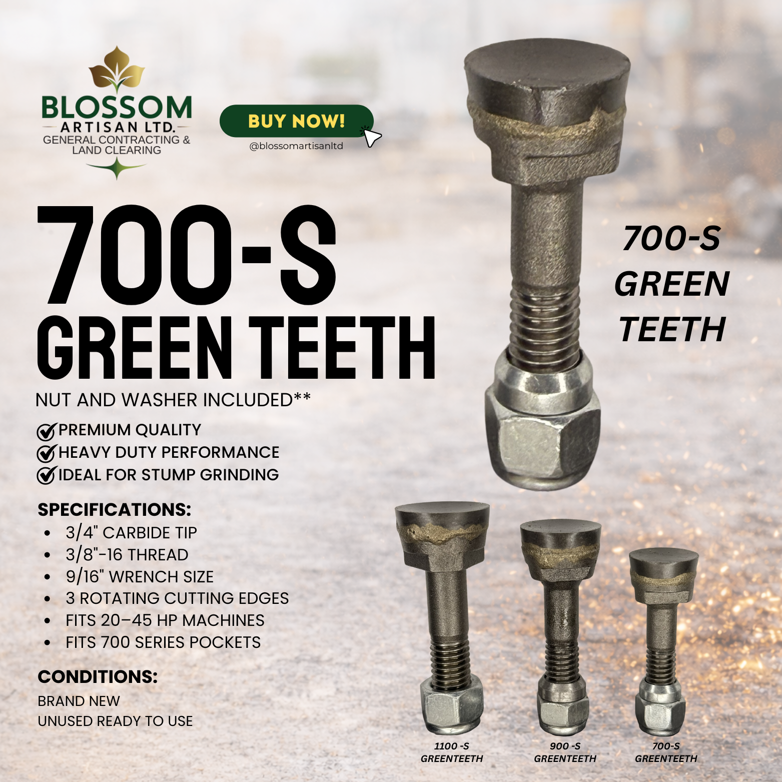 700-S Greenteeth Carbide Stump Grinder Tooth | Premium Aftermarket Replacement