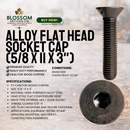 Alloy Flat Head Socket Cap Screw 5/8"-11 x 3" (M16 x 75mm Approx.) – Countersunk Allen Bolt