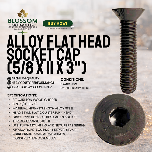 Alloy Flat Head Socket Cap Screw 5/8"-11 x 3" (M16 x 75mm Approx.) – Countersunk Allen Bolt